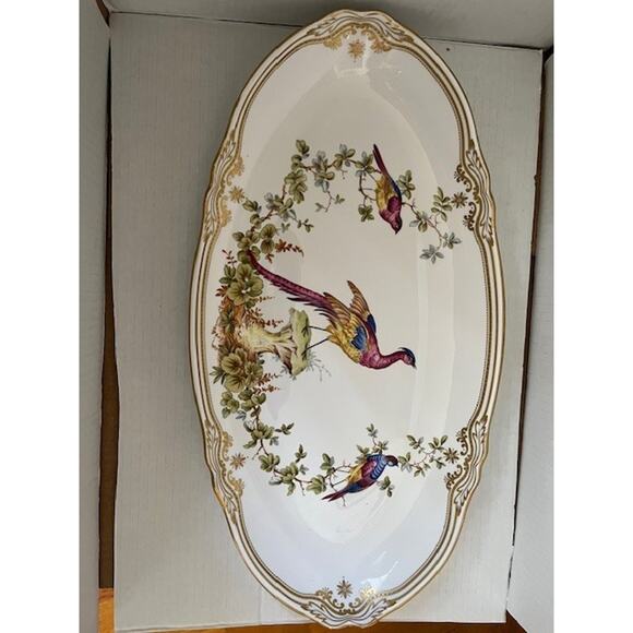 SPODE CHELSEA BIRD #Y8555- RAISED GOLD DOTS (c.2002-2006)- FISH PLATTER- RARE! - Picture 3 of 3